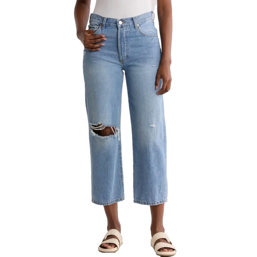New Etica Altin Loose Crop Jeans in Ithaca Size 30 Distressed Blue Jean Denim N2